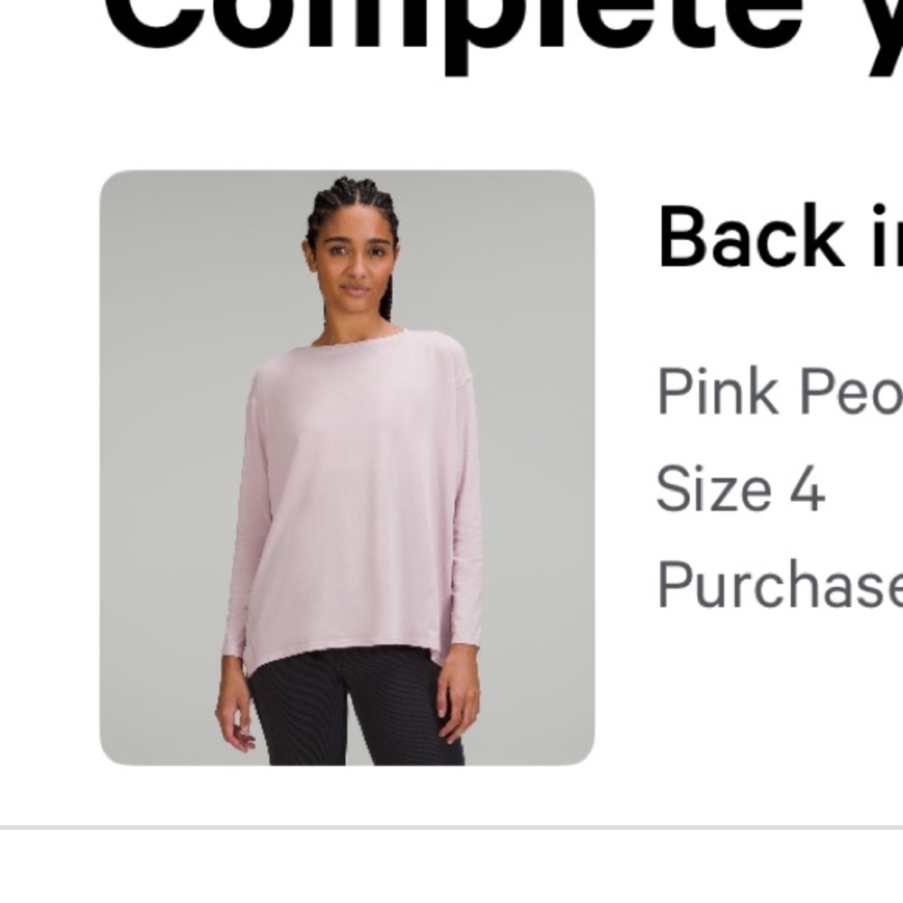 Lululemon Back in Action Size 4 in Peony